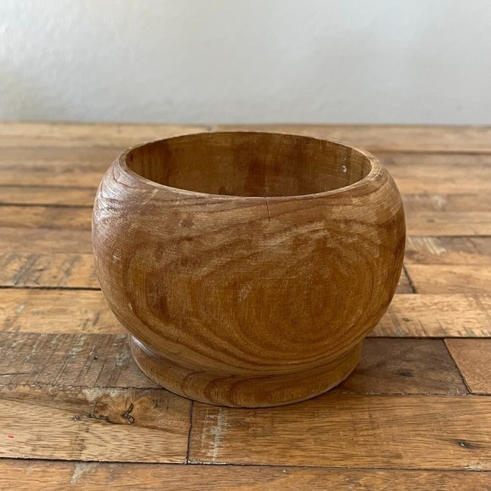 Hand Turned Wooden Footed Bowl 3.75 in Decorative